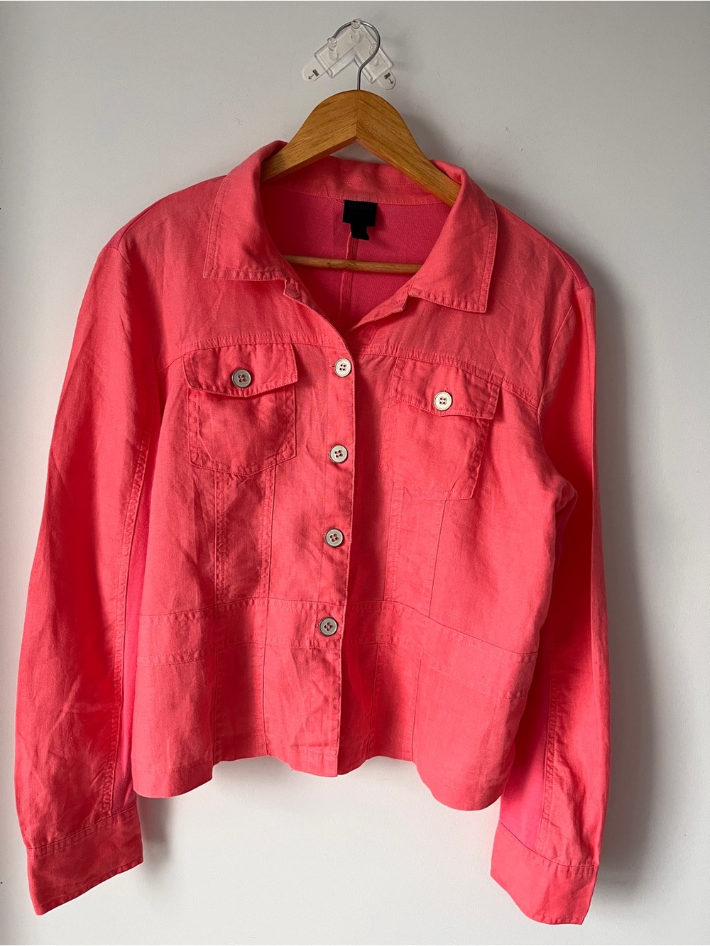 Blu9 Coral-Pink Linen Button Down Light Jacket | Size L | Summer